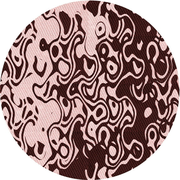 Ahgly Company Machine Washable Indoor Round Transitional Pink Area Rugs, 7' Round