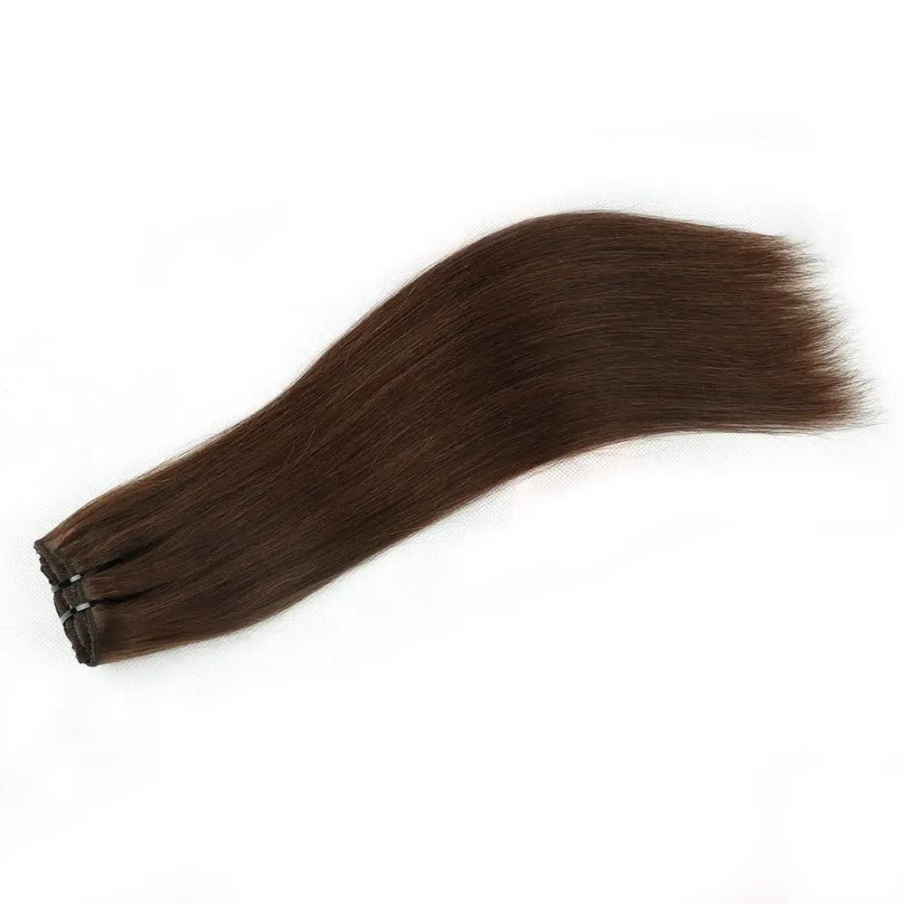 Chocolate Brown Extensions Clip in #4 Real Human Straight Real Hair Extensions