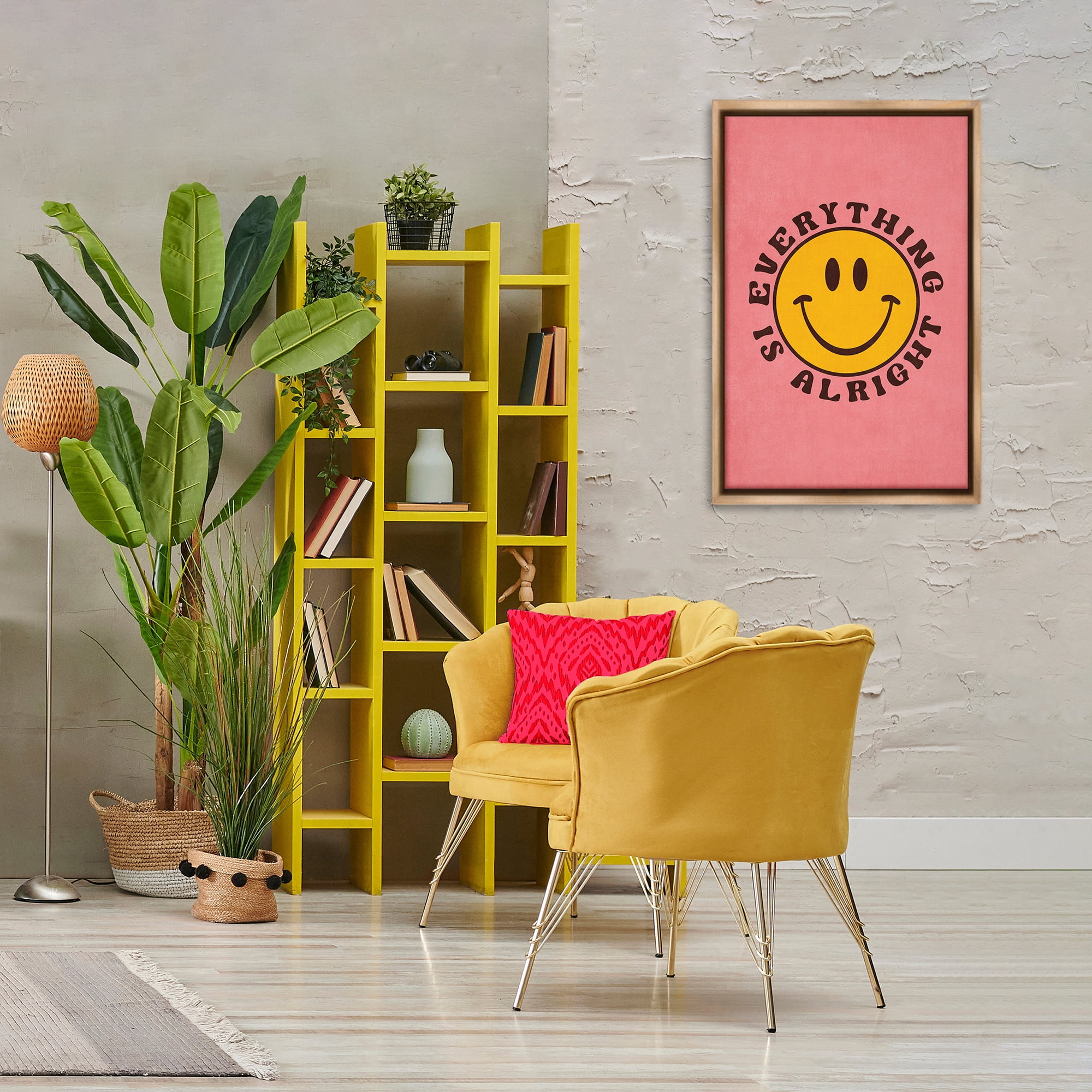 Stupell Industries Retro Everything Is Alright Text & Numbers Painting Brown Floater Framed Canvas Art Print Wall Art, 21 x 31