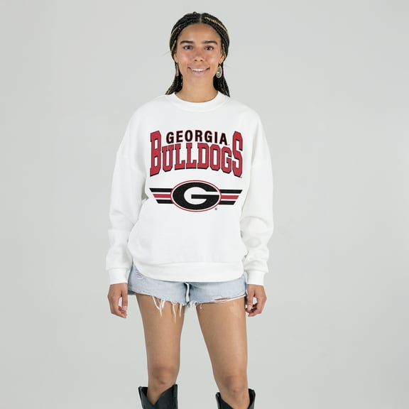 Women's Gameday Couture White Georgia Bulldogs Oversized Premium Fleece Sweatshirt
