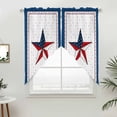 thumbnail image 5 of 4th of July Kitchen Window Curtains, Swag Curtains Valance for Bedroom Living Room Bathroom, Independence Day Blue Board Star Rod Pocket Window Treatment Curtain Block Drapes 2 Panels 36"x63", 5 of 9