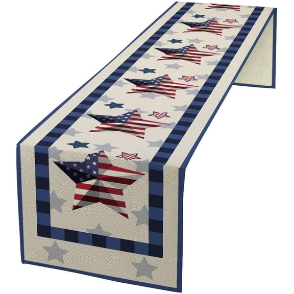 4th of July Table Runner American Flag Star Independence Day Patriotic Table Runner Runner for Kitchen Coffee Dining Memorial Day Holiday Party Decor 13x70 Inch