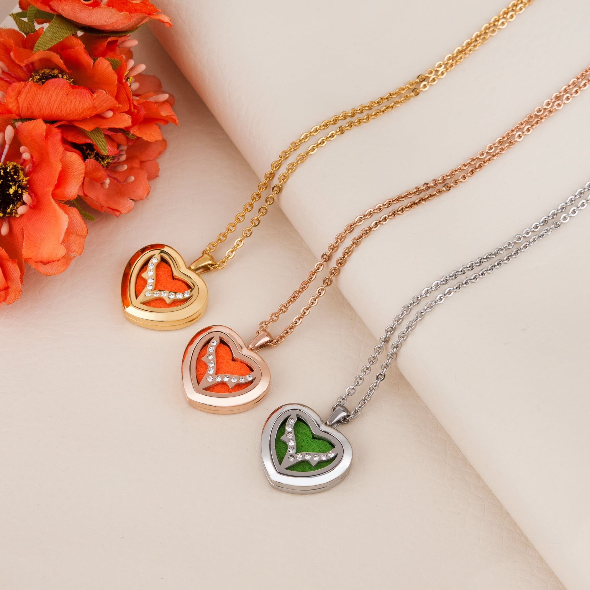 Anavia Essential Oil Diffuser Necklace, Aromatherapy Necklace, Scent Necklace, Aromatherapy Oil Lockets, Diffuser Lockets, Aromatherapy Jewelry, Diffuser Jewelry, With Gifts Box-[Silver]