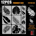 thumbnail image 2 of 12Pcs Large Tropical Leaf Painting Stencil with a Brush 5.9x5.9inch/11.8x11.8inch Reusable Palm Fern Leaf Stencils Plant Theme Art Drawing Templates, 2 of 7