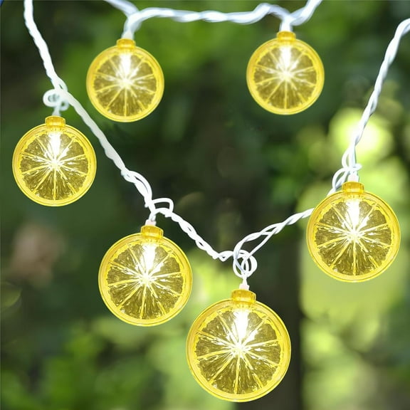Lksixu Lemon String Lights, 59 inch Yellow Lime Slice LED Decorative Lights, Battery Operated Warm-Glow Lemon Decorations Waterproof Fruit Design Fairy Lights for Wedding Home Party Indoor Outdoor