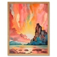 thumbnail image 1 of Mono Lake Atmospheric Pink Sky Sunset Clouds Vibrant Lakescape Modern Watercolour Painting Art Print Framed Poster Wall Decor 12x16 inch, 1 of 5