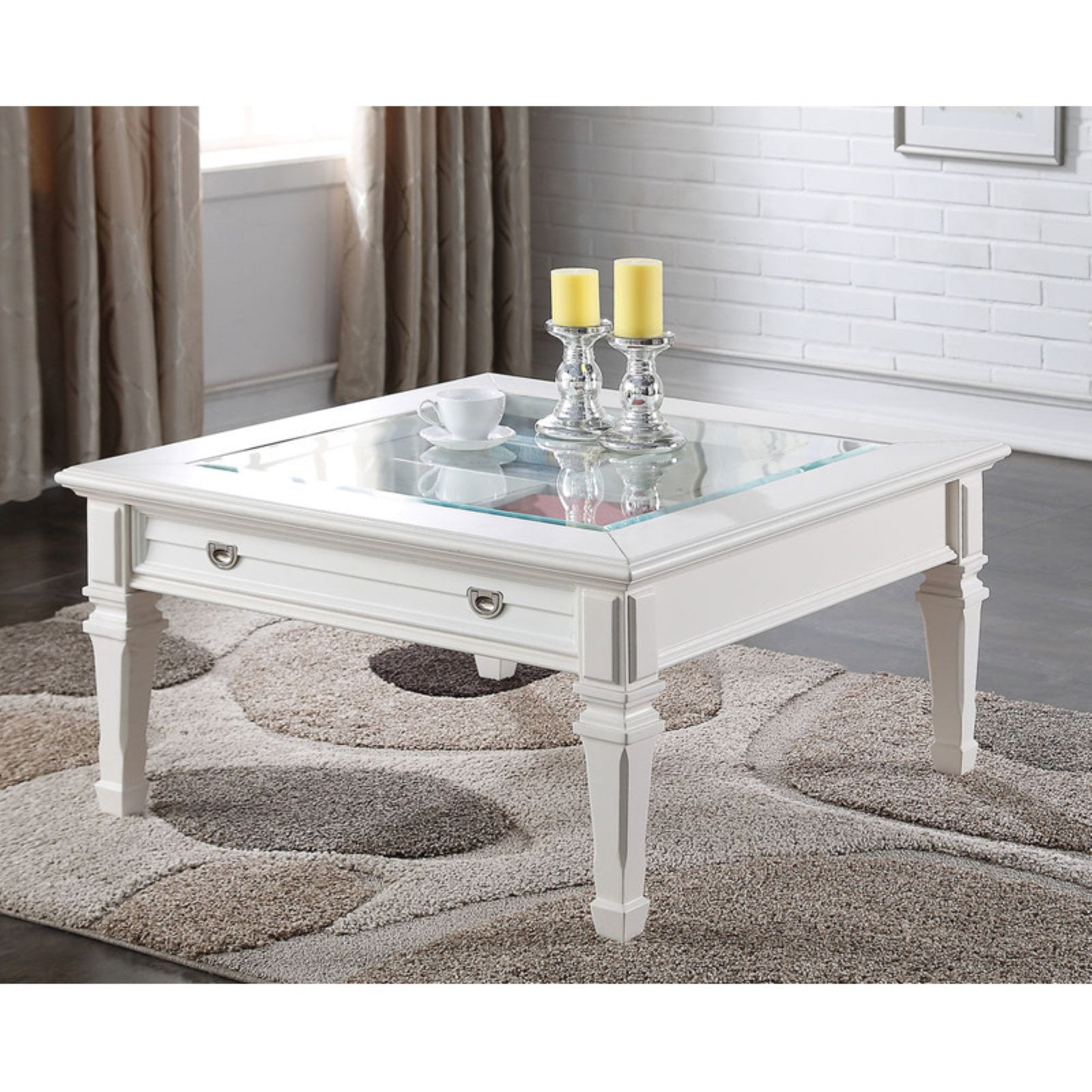 Benzara Soothing Square Coffee Table With Drawer - Walmart.com