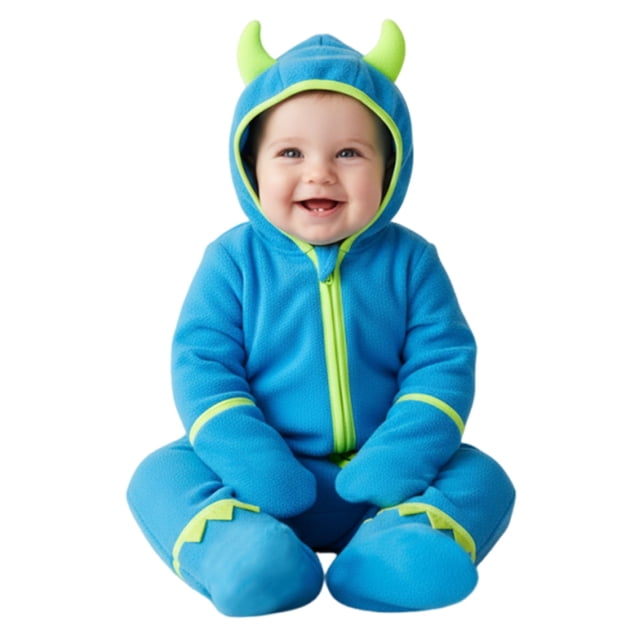 Enterizo de Forro Polar con Capucha para Bebé PATPAT Monstruo Azul 6-12M