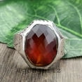 thumbnail image 6 of Handmade Sterling Silver Elephant Ring: Natural Hessonite Garnet Turkish Design, 6 of 10
