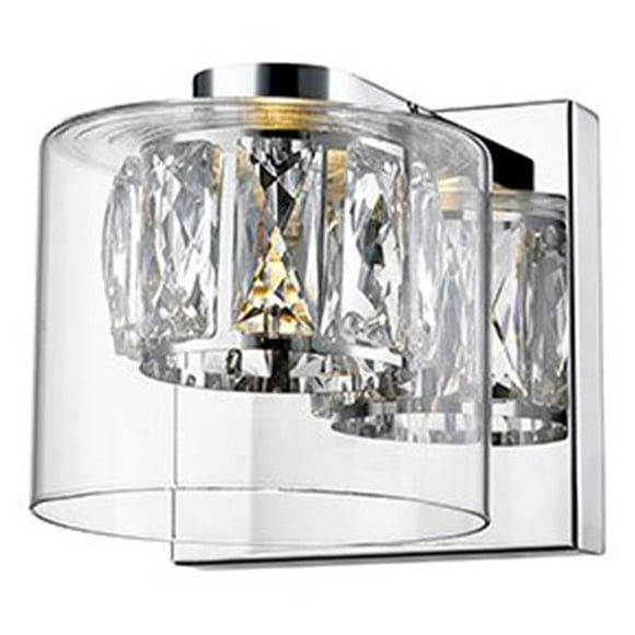 Access lighting 62555LEDD-MSS-CCLCLR 4.75 x 4.75 x 5.75 in. Collection Privée Cristal 1 Lumière avec Vanité en Verre Clair & 44; Acier Inoxydable Miroir