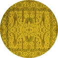 thumbnail image 1 of Ahgly Company Machine Washable Indoor Round Oriental Yellow Industrial Area Rugs, 3' Round, 1 of 1