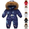 thumbnail image 5 of Ruyang Toddler Boys Girls Puffer Snowsuit Winter Warm Fuzzy Hooded Jumpsuit Quilted Down Adjustable Waist Zip Up Outfits, 5 of 5
