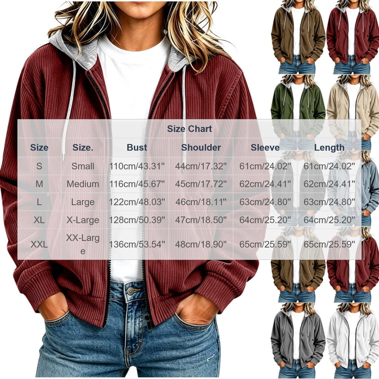 CLANE CORDUROY HOODED ALL IN ONE サイズ1 Ecqkame Women's Corduroy Hooded Jackets Full Zip Pocket Long