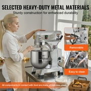 VEVOR Commercial Food Mixer, 10QT Commercial Stand Mixer with 3 Adjustable Speeds, 550W Dough Mixer with Stainless Steel Bowl and 3 Mixing Attachments, Ideal for Restaurant, Bakery, Pastry Shop, Cafe