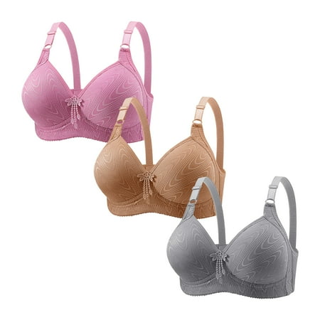 Audhol Support Bras for Women Bras for Women No Underwire Adjustable Bras Full Coverage Support Bralette Plus Size Everyday Bra Pack of 3 Everyday Bras for Women Watermelon Red M