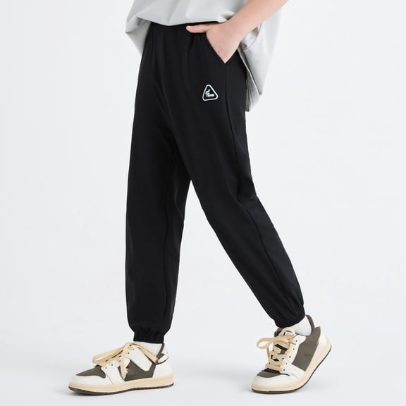 Girls Pants,Childrens Pants Lightweight Design Kids Summer Comfort Wear for Sports Activities,Boys Cargo Pants,Black,9-10 Years