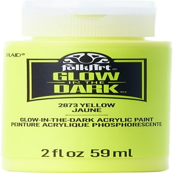 FolkArt Glow-in-the-Dark Acrylic Craft Paint, Matte Finish, Yellow, 2 fl oz