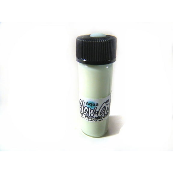 Glow on Super Phosphorescent Paint, White Color and Aqua Glow, Acrylic Glow Paint , Medium 4.6 ml Vial.