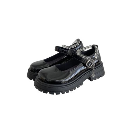 

Harsuny Women s Round Toe Ankle Strap Mary Janes Platform Low Heel Chunky Pumps PU Dress Shoes Black Style A 6.5