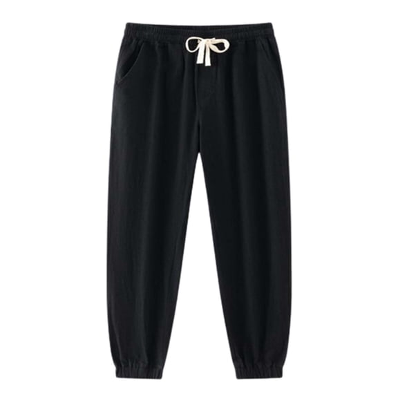 YOTMKGDO Mens Pants Casual, Pantalones De Hombre, Men's Loose Straight Pants Summer Casual Pants Men's Breathable Pants Loose Pants, Black L