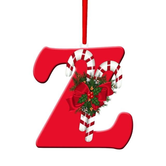 Z Christmas Tree Ornaments Personalized Diy 26 Letters Hanging Decor With Red String For Xmas Tree Home Party Decoration Holiday Gift 3.15 Inch 0.033 Lb