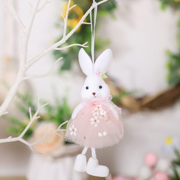 Adorno colgante de árbol de conejo de Pascua - Decoración suave para colgar en casa, coche o llavero - Decoraciones navideñas festivas