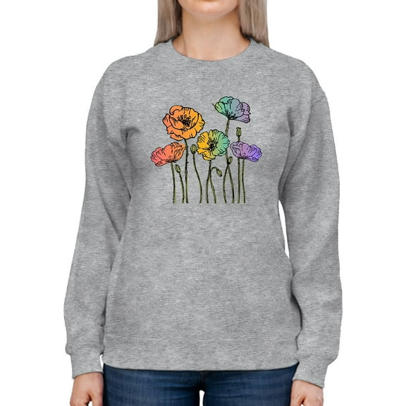 Colorful Flowers Design Sweatshirt Women -GoatDeals Designs, Female Large