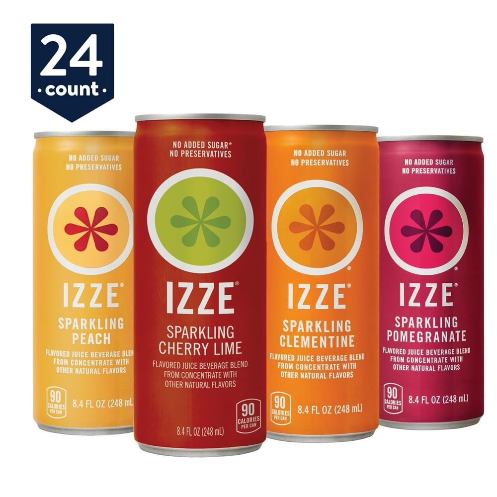 IZZE Sparkling Juice, 4 Flavor Variety Pack, 8.4 oz Cans, 24 Count