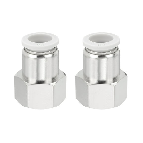 Uxcell 2 Pcs NPT Female 1/2 inch OD x 1/2" NPT Thread Push to Connect Fittings, White
