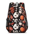thumbnail image 2 of Football and Basketball Black Pattern Cute School Backpack Bag with Padded Back and Adjustable Shoulder Straps 16.9 X 12.6 X 5.9 Inches, 2 of 5