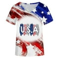 thumbnail image 4 of Birdeem T-Shirt Décontracté à Manches Courtes Col en V Imprimé pour Femmes Jour de l'Indépendance Usa, 4 of 4