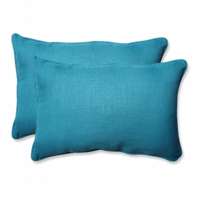 Pillow Perfect 600789 Outdoor & Indoor Rave Peacock Ove Sized Rectangular Throw Pillow, Set of 2 - Blue