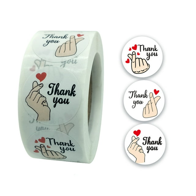 CAROOTU Floral Thank You Stickers Roll 500-Count Stickers Round for Wedding