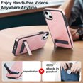 thumbnail image 3 of for iPhone 14 PU Leather Back Case, Built-in Invisible Stand [Compatible with Magsafe] Protective Slim Kickstand Anti-fall Phone Cover Compatible with iPhone 14, Rosegold, 3 of 8