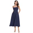 thumbnail image 3 of Vestido AGYMNX para mujer, corsé, muslo, tirantes finos, azul marino, 3 of 6