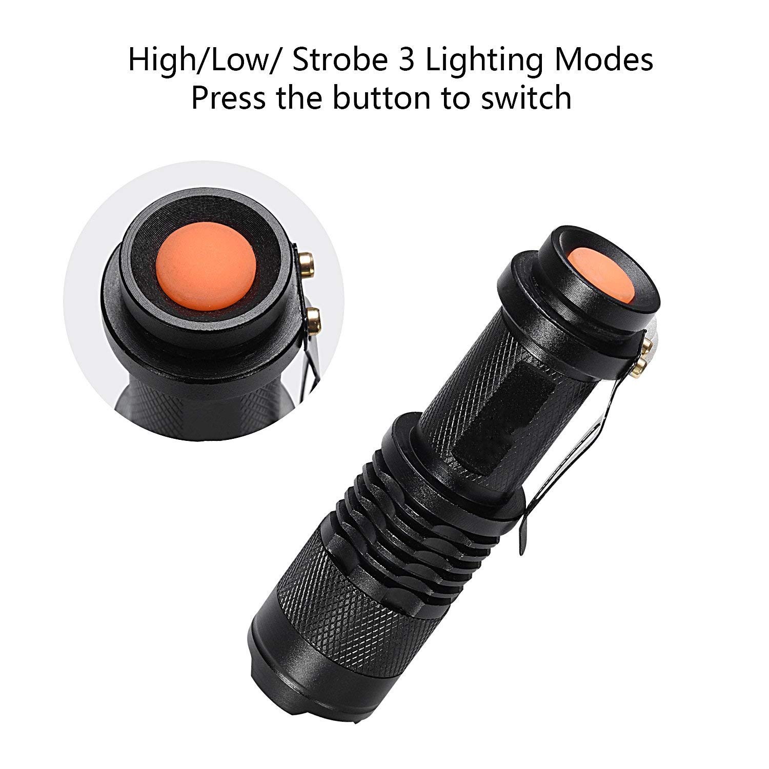 5 Pack 50000LM Mini Flashlights LED Flashlight Adjustable Focus