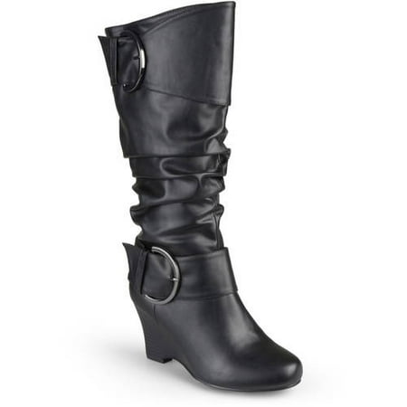 Brinley Co. Womens Buckle Tall Faux Leather Boots