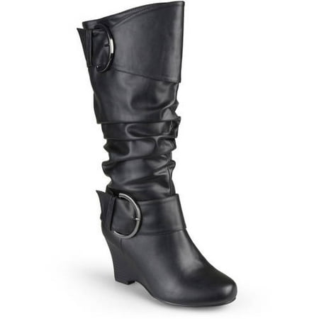 - Brinley Co. Womens Buckle Tall Faux Leather Boots