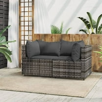 vidaXL Patio Corner Sofas with Cushions 2 pcs Gray Poly Rattan