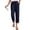 Blue, variant on DOKOTOO Womens Casual Crochet Lace Pants Drawstring Elastic Waist Cropped Pants Lightweight Straight Leg Trousers with Pockets