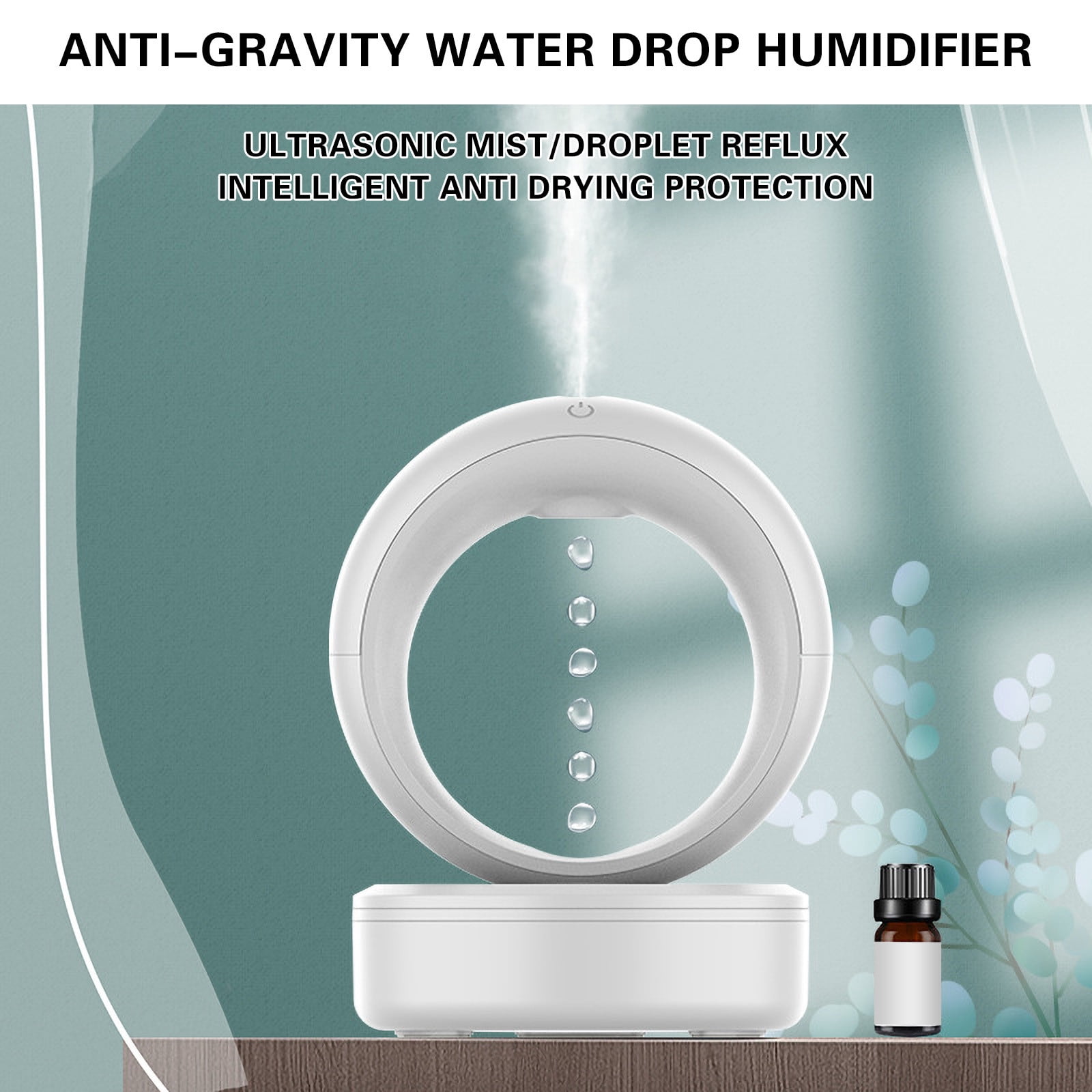AZXY Humidifier for Room,Cool Mist Humidifiers for Bedroom Home Desktop Car Plants,Water Droplets Quiet Travel Portable Small Humidifier for Room with Light