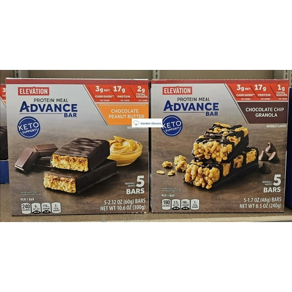 Elavation Meal Advance Bar Keto Support Chocolate Peanut Butter & Chocolate Chip Granola (2 Boxes)
