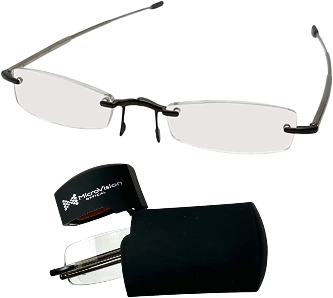 MicroVision Optical Executive Rimless Folding Reading Glasses With