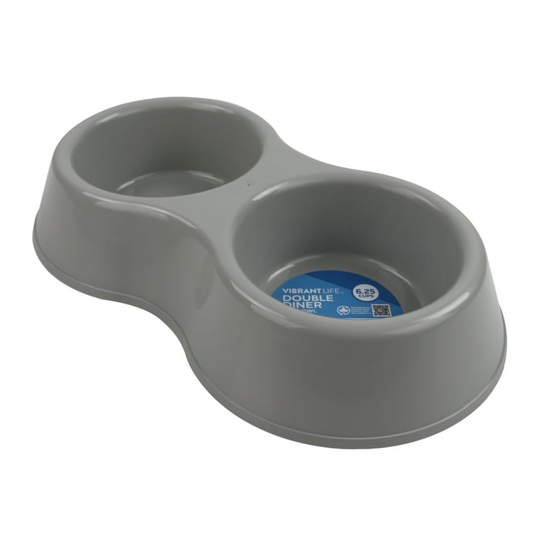 Vibrant Life 6.25-Cup Double Dog Bowl, Gray - Walmart.com