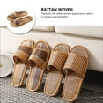 thumbnail image 3 of ADDHAT 1Par Zapatillas De Rattan Tejidas Para Interior Pantuflas Veraniegas Multicolor, 3 of 8