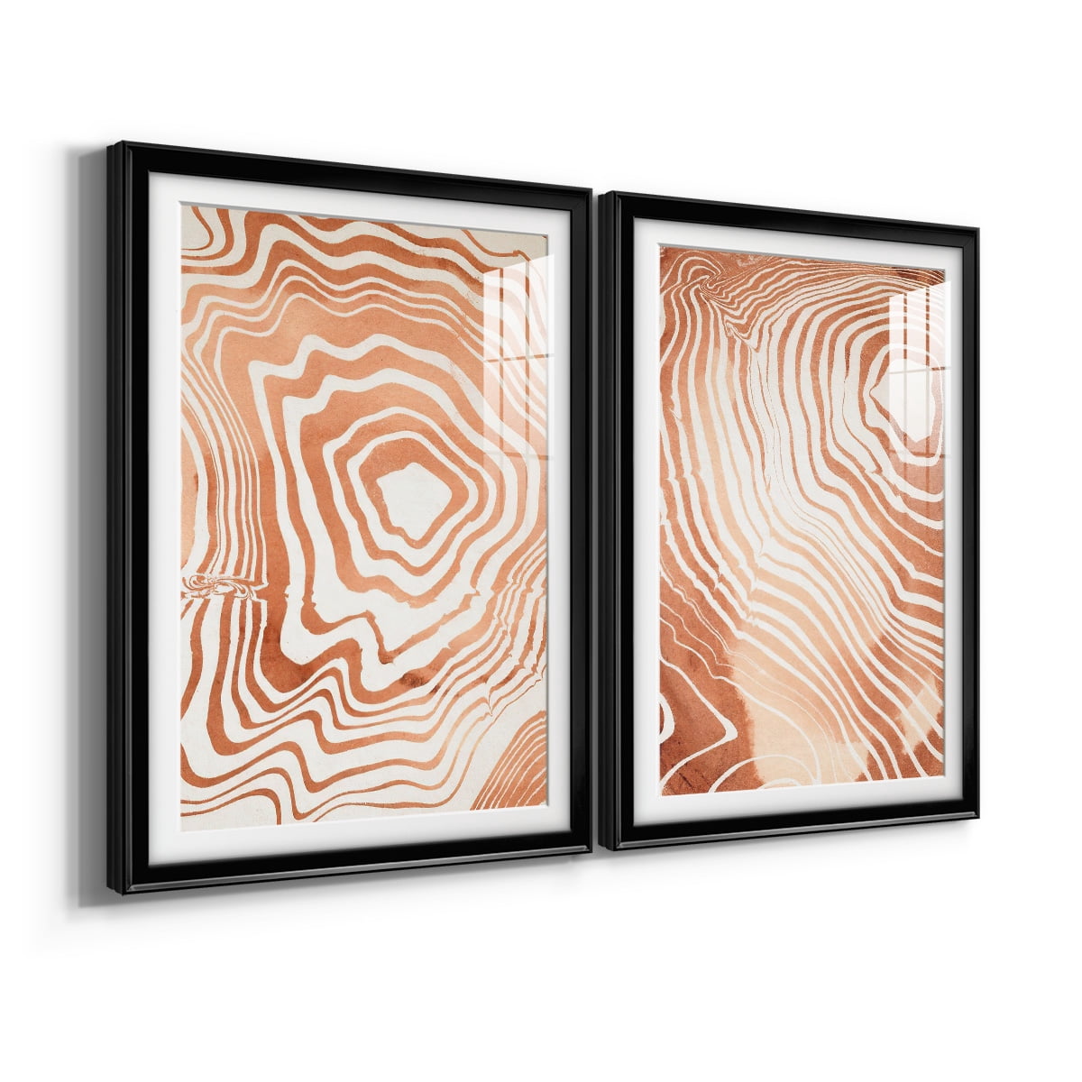Wexford Home Wood Grain Suminagashi I Premium Framed Print, 18.5" x 24.5" - Ready to Hang, Black (Set of 2)