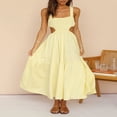 thumbnail image 4 of Robe Débardeur d'Été pour Femmes Sans Manches Col Carré Dos Croisé Longue Robe, 4 of 6