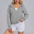 thumbnail image 2 of Womens Zip up Hoodies Cropped Sweatshirts Casual Comfy Cute Zip Jackets Fashion Trendy Fall Outfits, 2 of 7