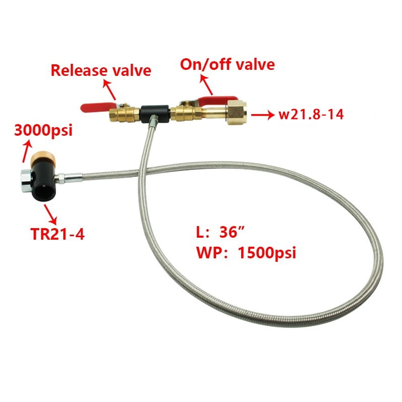 W21.814 36inch Garosa CO2 Cylinder Refill Adapter Soda Maker Accessories with Hose CGA320 for