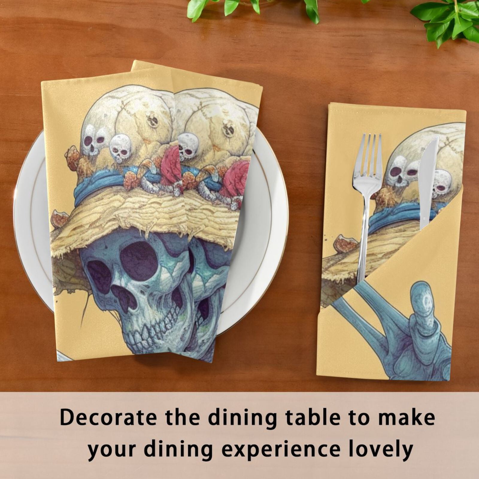 JSTEL Skull Rock Cloth Napkins Set of 6, 20x20 Inch Washable and Reusable Napkin for Decoupage Dinner Party Everyday Use